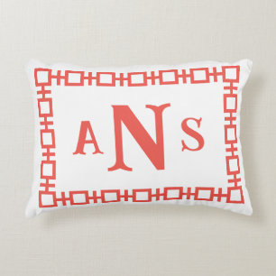 Coussins Décoratifs Corail épicé Carré grec Monogramme clé