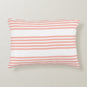 Coussins Décoratifs Corail et blanc cinq bandes motif