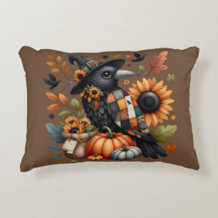 Coussins Décoratifs Corbeau Fantaisiste avec Citrouilles et Tournesols