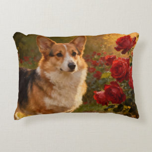 Coussins Décoratifs Corgi dans les Roses V