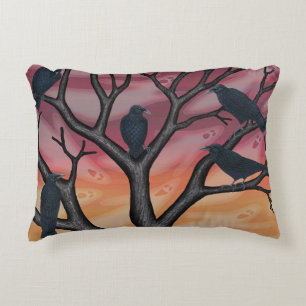 Coussins Décoratifs corneilles et fantômes noirs au coucher du soleil