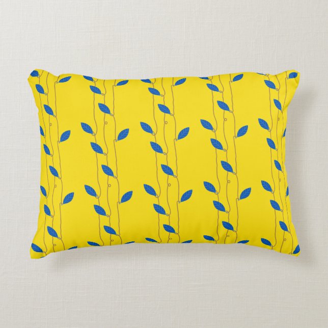 Coussins Décoratifs Cosy Bleu Jaune Bleu Feuille (Devant)