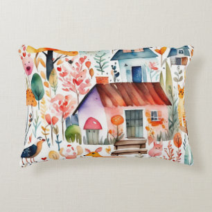 Coussins Décoratifs Cottage noyau floral de campagne animaux maisons