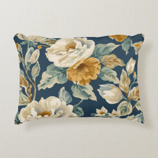 Coussins Décoratifs Cottagecore Blue Mustard Yellow Cream Floral Print