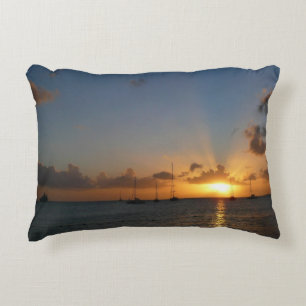 Coussins Décoratifs Coucher de soleil avec voiliers Paysage tropical P