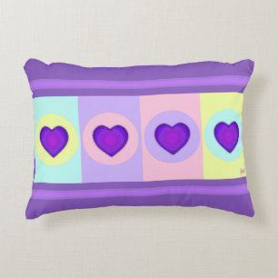 Coussins Décoratifs Couleurs pastel & coeurs violets battre
