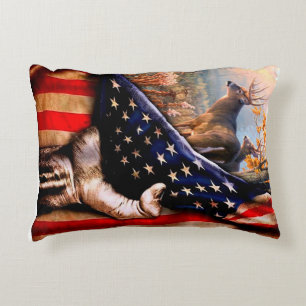 Coussins Décoratifs Couverture avec drapeau américain cerf,