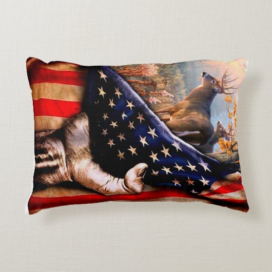 Coussins Décoratifs Couverture avec drapeau américain cerf, (Devant)