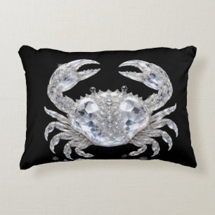 Coussins Décoratifs Crabe en cristal d'argent   Océan scintillant Luxe