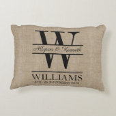 Coussins Décoratifs Créez votre propre logo Burlap Anniversaire Monogr (Dos)