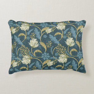Coussins Décoratifs Crème et bleu floral Art Nouveau