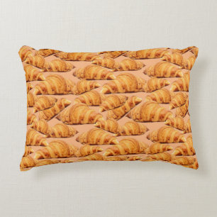Coussins Décoratifs croissant d'or, motif sans couture de boulangerie.