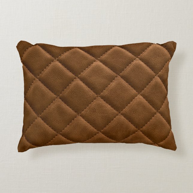 Coussins Décoratifs Cuir Brown, dessin motif rhombus (Devant)