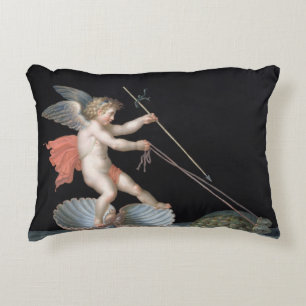 Coussins Décoratifs Cupidon mené par les tortues (huile sur le