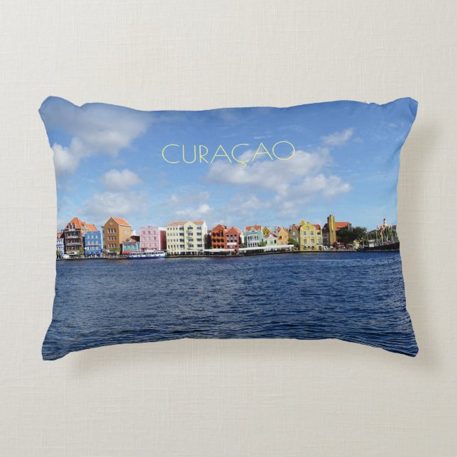 Coussins Décoratifs Curaçao Skyline avec texte sortant (personnalisabl (Devant)