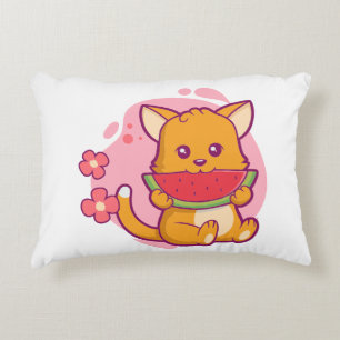 Coussins Décoratifs Cute Chat Manger Watermelon   Kawaii