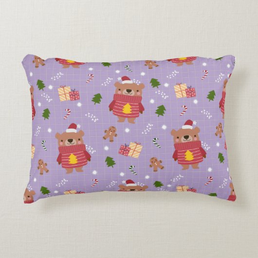 Coussins Décoratifs Cute Christmas Bear Pattern | Cozy Holiday Winter  (Devant)