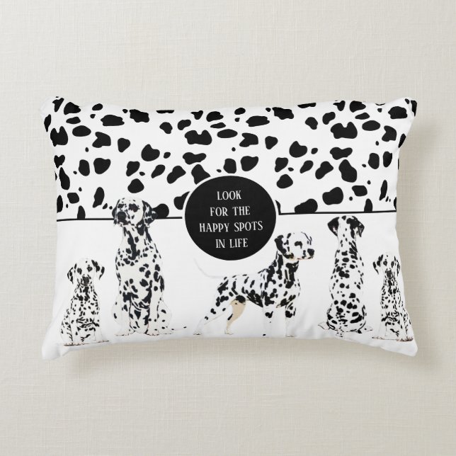Coussins Décoratifs Cute Dalmatiens Noir & Blanc Zones Joyeuses (Devant)