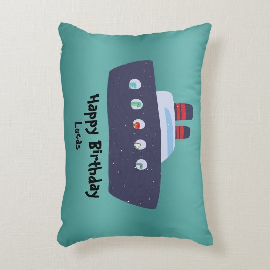 Coussins Décoratifs Cute dinosaure capitaine bateau bateau école Anniv (Devant(Vertical))