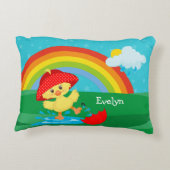 Coussins Décoratifs Cute Happy Duck en pluie avec arc-en-ciel (Dos)