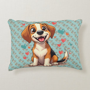 Coussins Décoratifs Cute Kawaii Beagle avec Coeurs Jouer Chien