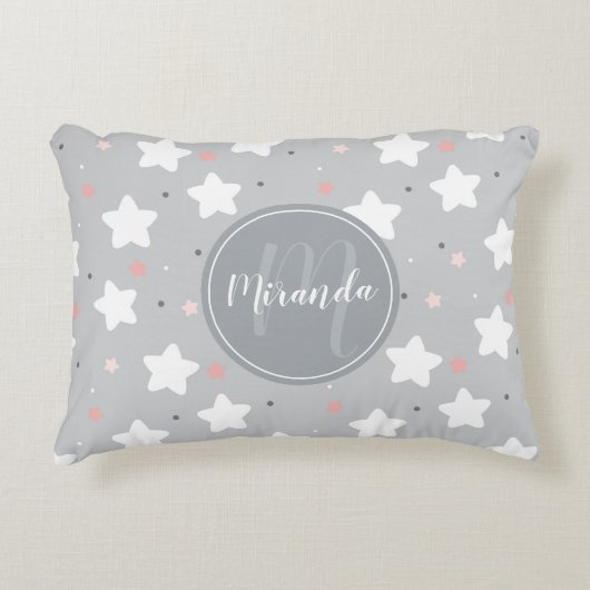 Coussins Décoratifs Cute Night Sky with Custom Monogram et nom (Devant)