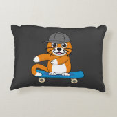Coussins Décoratifs Cute Orange Chat sur Skateboard Cartoon (Dos)