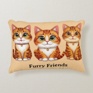 Coussins Décoratifs Cute Orange Tabby Cat Trio Illustration Big Eyes