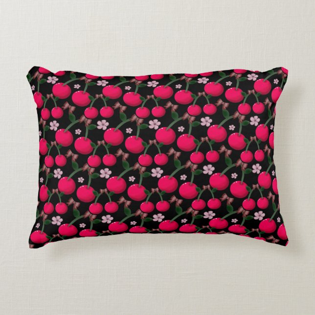 Coussins Décoratifs Cute red Cherry floral pattern  (Devant)