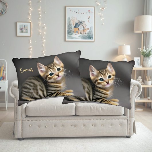 Coussins Décoratifs Cute tabby chaton, personnalisable