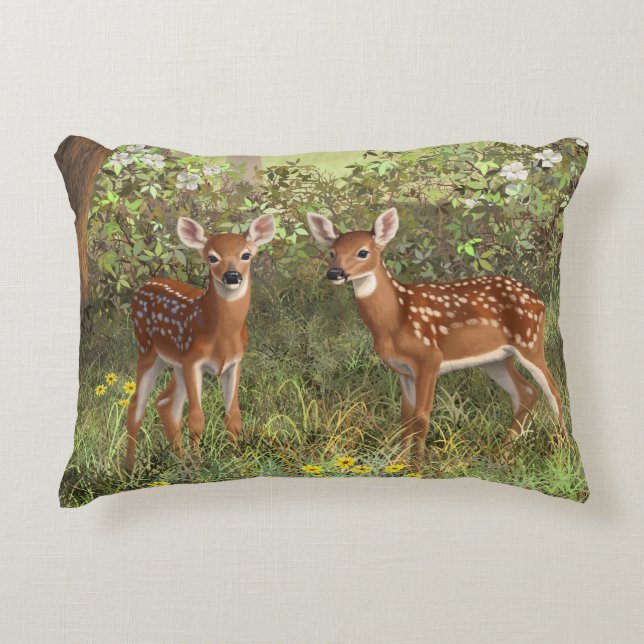 Coussins Décoratifs Cute White Deer Twin Fawns (Devant)