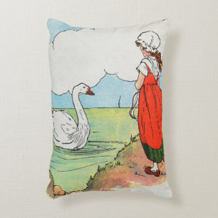 Coussins Décoratifs Cygne, Cygne au-dessus de la mer Mère Goose Nurser