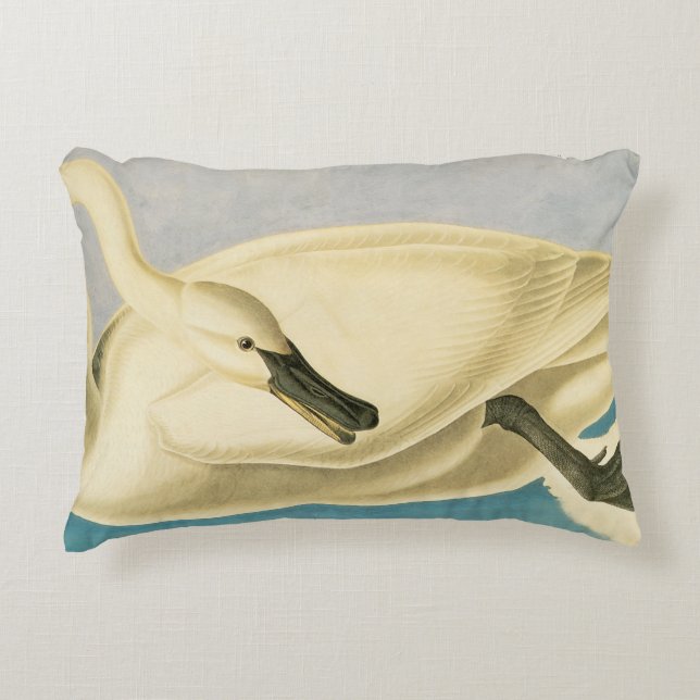 Coussins Décoratifs Cygne trompette par John James Audubon, Oiseau Vin (Devant)