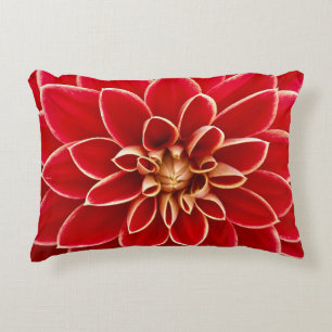 Coussins Décoratifs Dahlia rouge avec conseils jaunes