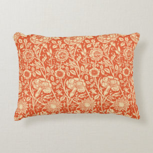Coussins Décoratifs Damas de Carnation Art Nouveau, Orange Mandarin
