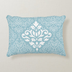 Coussins Décoratifs Damas de défilement Lg motif milieu blanc+lignes s