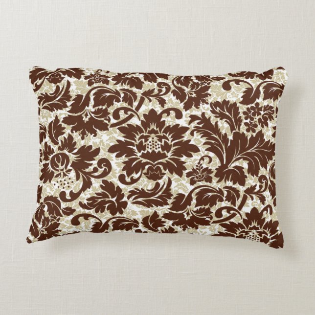 Coussins Décoratifs Damas Florales Brown Et Beiges (Dos)