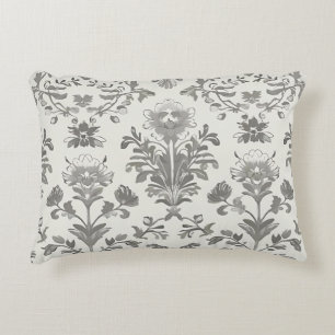Coussins Décoratifs Damassé Floral Blanc Victorien Vintage
