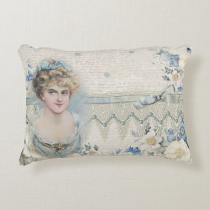 Coussins Décoratifs Dame victorienne vintage shabby chic avec des fleu
