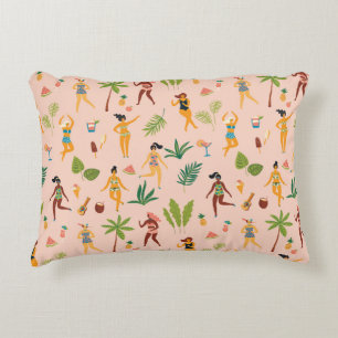 Coussins Décoratifs Danseuses, motif feuille de palmier.
