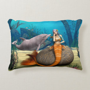 Coussins Décoratifs Dauphine sirène rêveuse Art de fantaisie sous-mari
