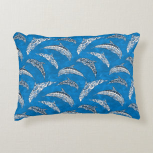Coussins Décoratifs Dauphins tribaux de l'océan bleu hawaïen
