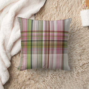 Coussins décoratifs de plaid gris vert rose