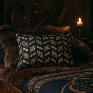 Coussins Décoratifs Déco géométrique Abstraite Chevron en or noir