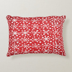 Coussins Décoratifs Décor de Noël flocon de neige rouge et blanc moder