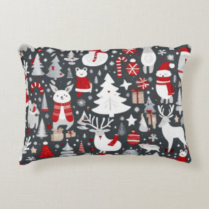 Coussins Décoratifs Décor gris du bonhomme de neige de Noël motif père