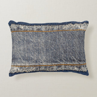 Coussins Décoratifs Denim Blue Jeans : Décontracté Double Patch