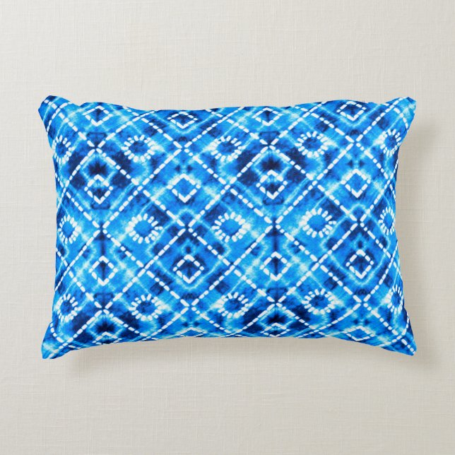 Coussins Décoratifs Denim blue tie die texture repeat modern pattern (Devant)