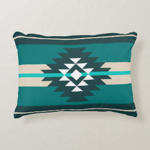 Coussins Décoratifs Design aztèque en couleur turquoise