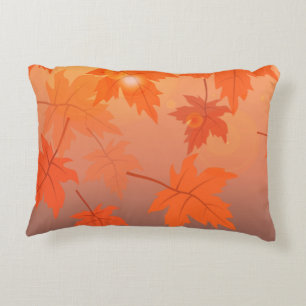 Coussins Décoratifs Design d'automne avec feuilles d'érable et effet b